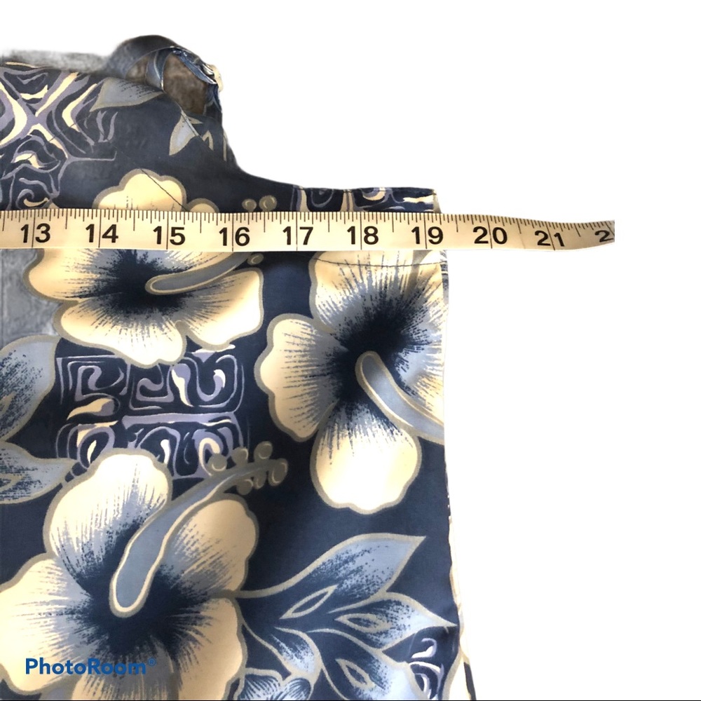 Vintage‎ Hawaiian Hibiscus Slip Dress Blue White Tropical Sundress Resort Wear L - Picture 9 of 12